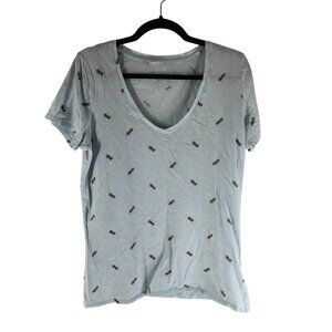 Victorias Secret PINK Light Blue Pineapple Print T-Shirt 100% Cotton Size L